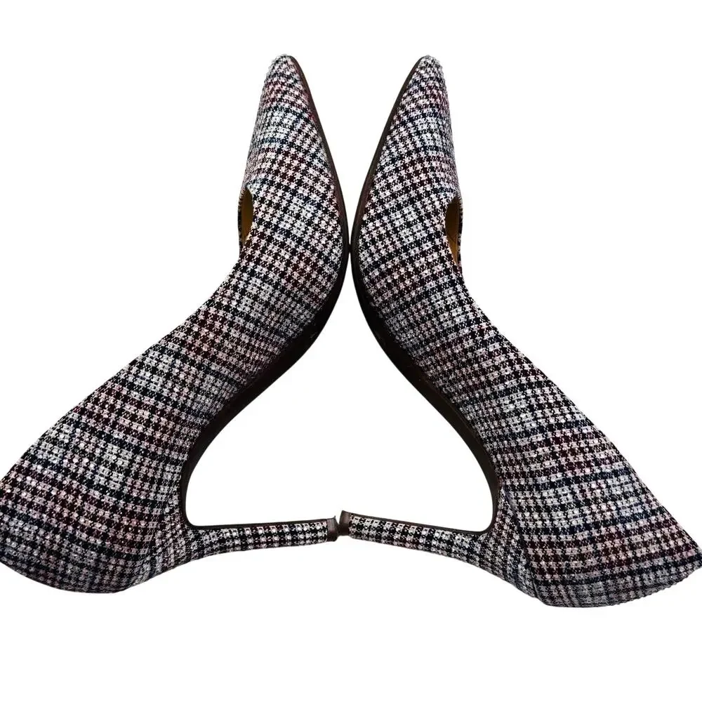 Jessica Simpson Nettles Plaid Preppy Sparkle Rhinestone Pumps Women's Size 6.5